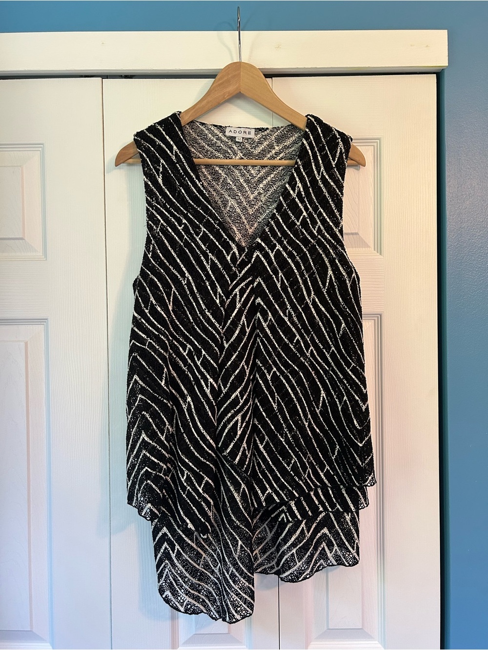 Adore Black & White V-Neck Layered Camisole